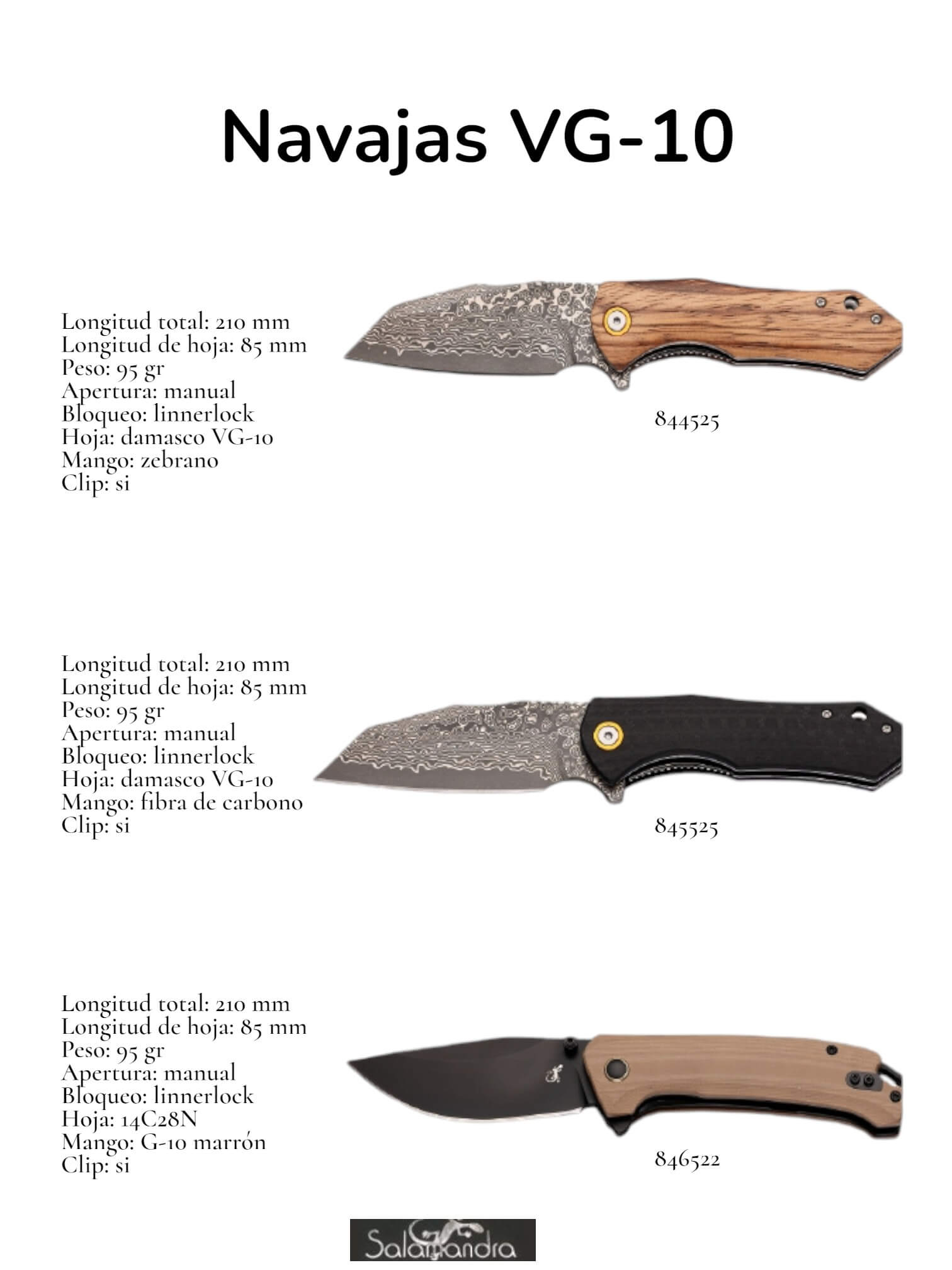 Navajas VG-10 Salamandra