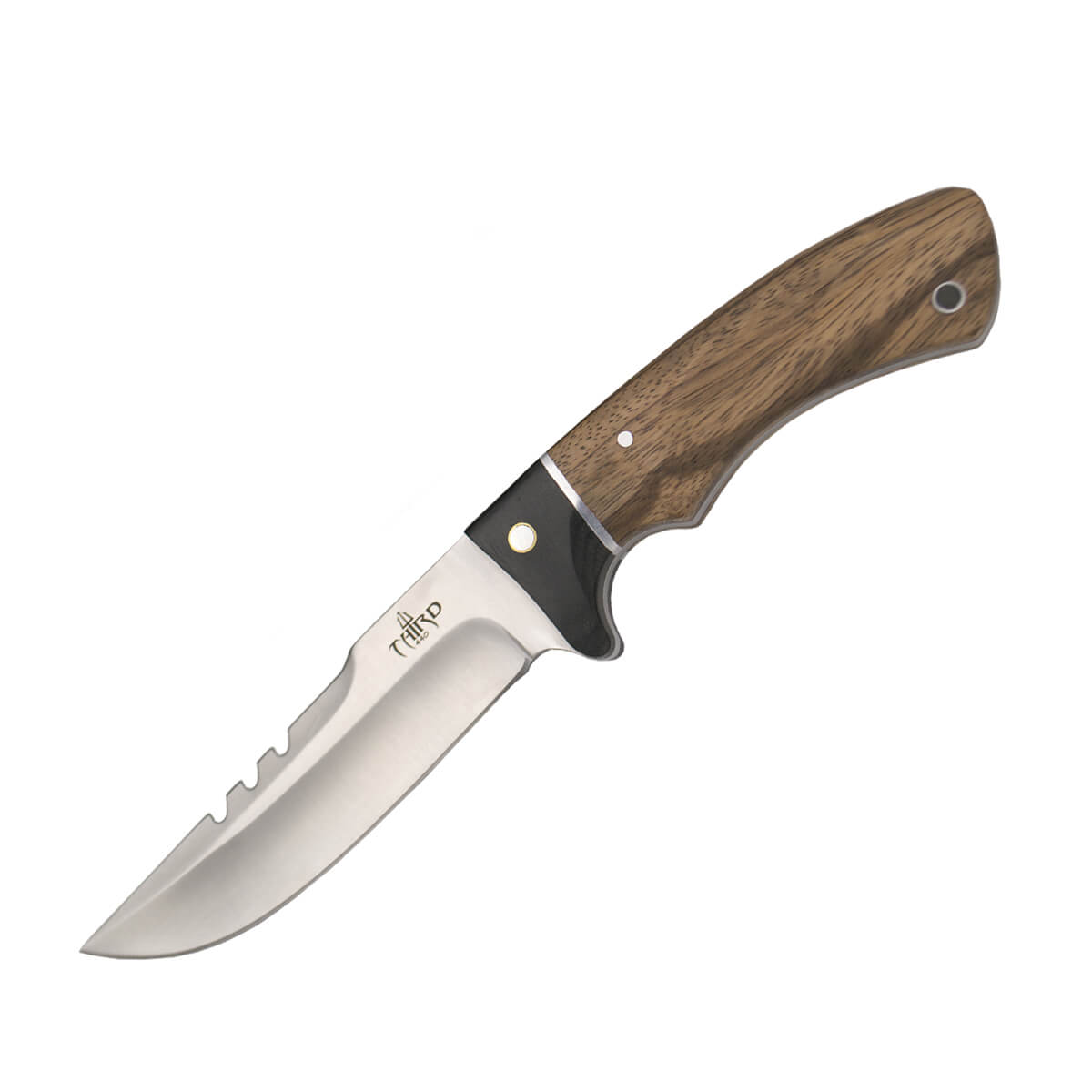 Cuchillo de caza con mango de madera de zebrano y hoja de acero 4...