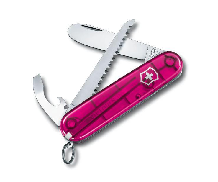 Minha primeira faca multiuso Victorinox com serra rosa translúcida