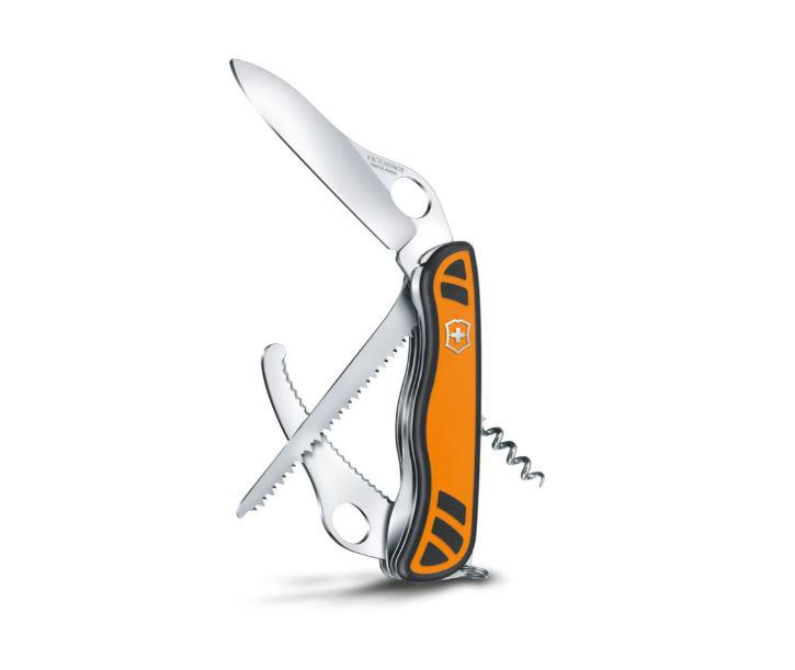 Faca multiuso Victorinox Hunter XT Grip preto e laranja em blister