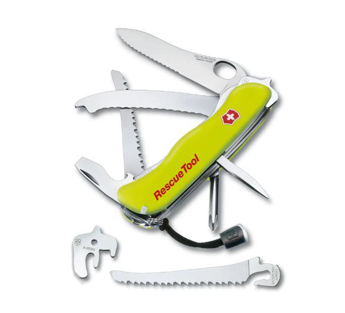 Victorinox Rescue Tool amarilla fluorescente con hoja bloqueable en blister