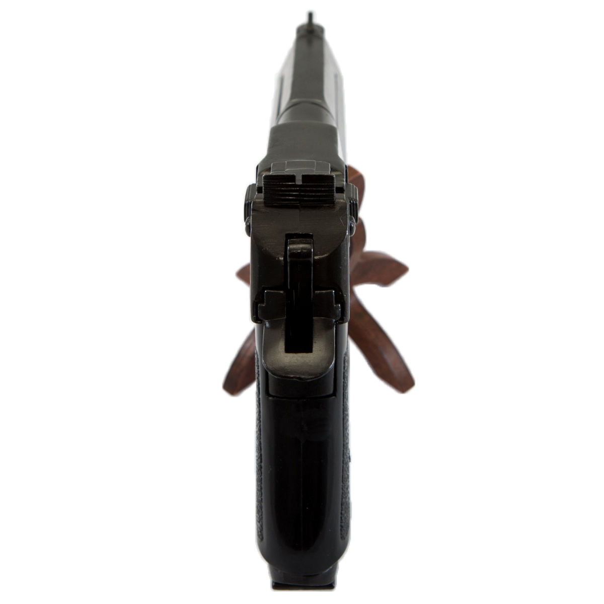 Réplica de pistola semiautomática, EUA-Israel 1982, metal lacado preto e plástico