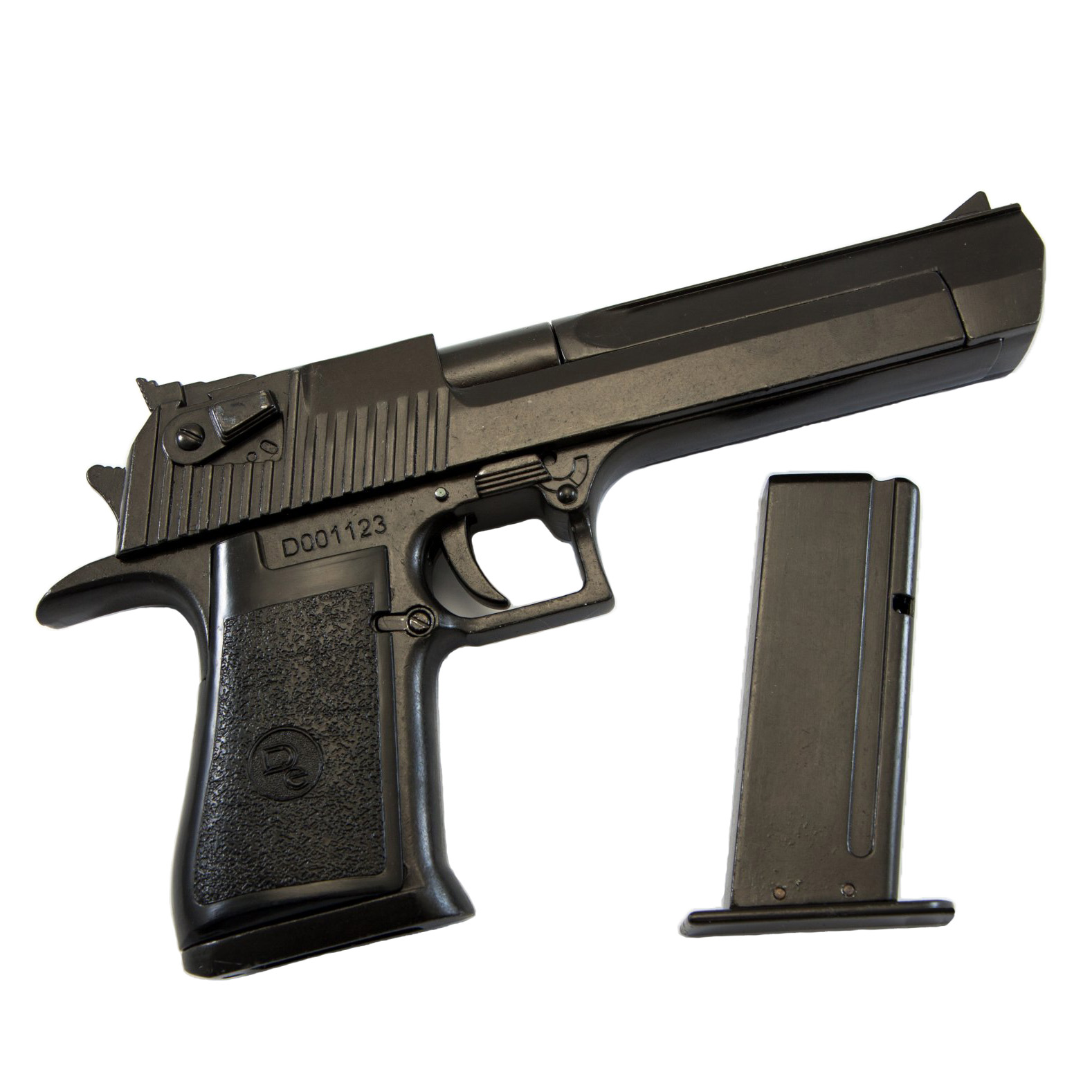 Réplica de pistola semiautomática, EUA-Israel 1982, metal lacado preto e plástico