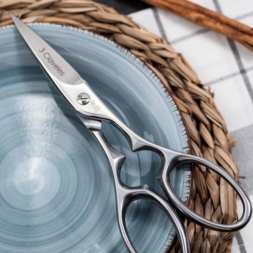 Tesoura de cozinha Star 8" em aço inoxidável com acabamento brilhante