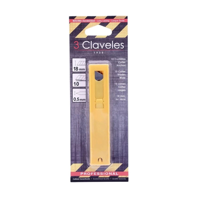 Pacote de 10 lâminas para cortador profissional 18 mm 3 Claveles