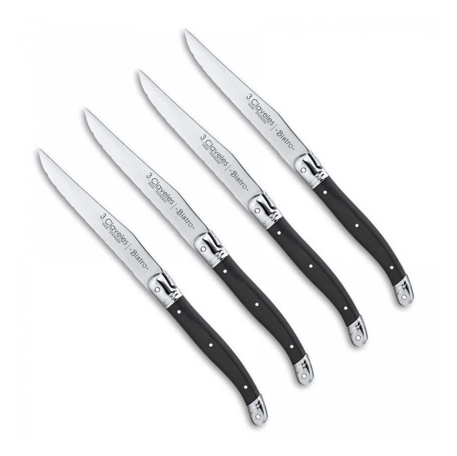 Cuchillo chuletero con hoja dentada de 11.5 cm y mango de ABS neg...