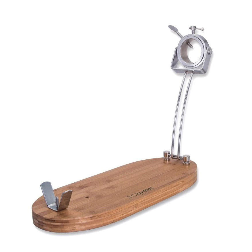 Soporte jamonero giratorio plegable de madera de bambú y acero in...