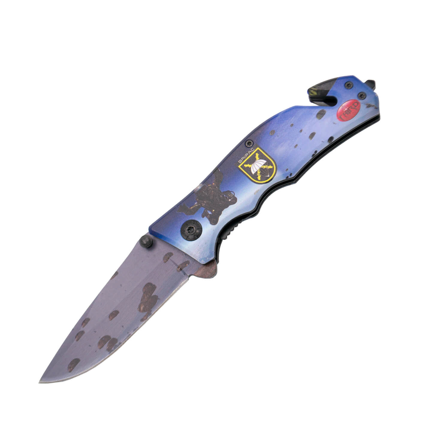 Canivete tático revestido com desenho de paraquedismo