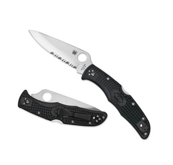 Canivete Spyderco Endura 4 com lâmina VG10 com fio misto liso e serrilhado e cabo FRN preto