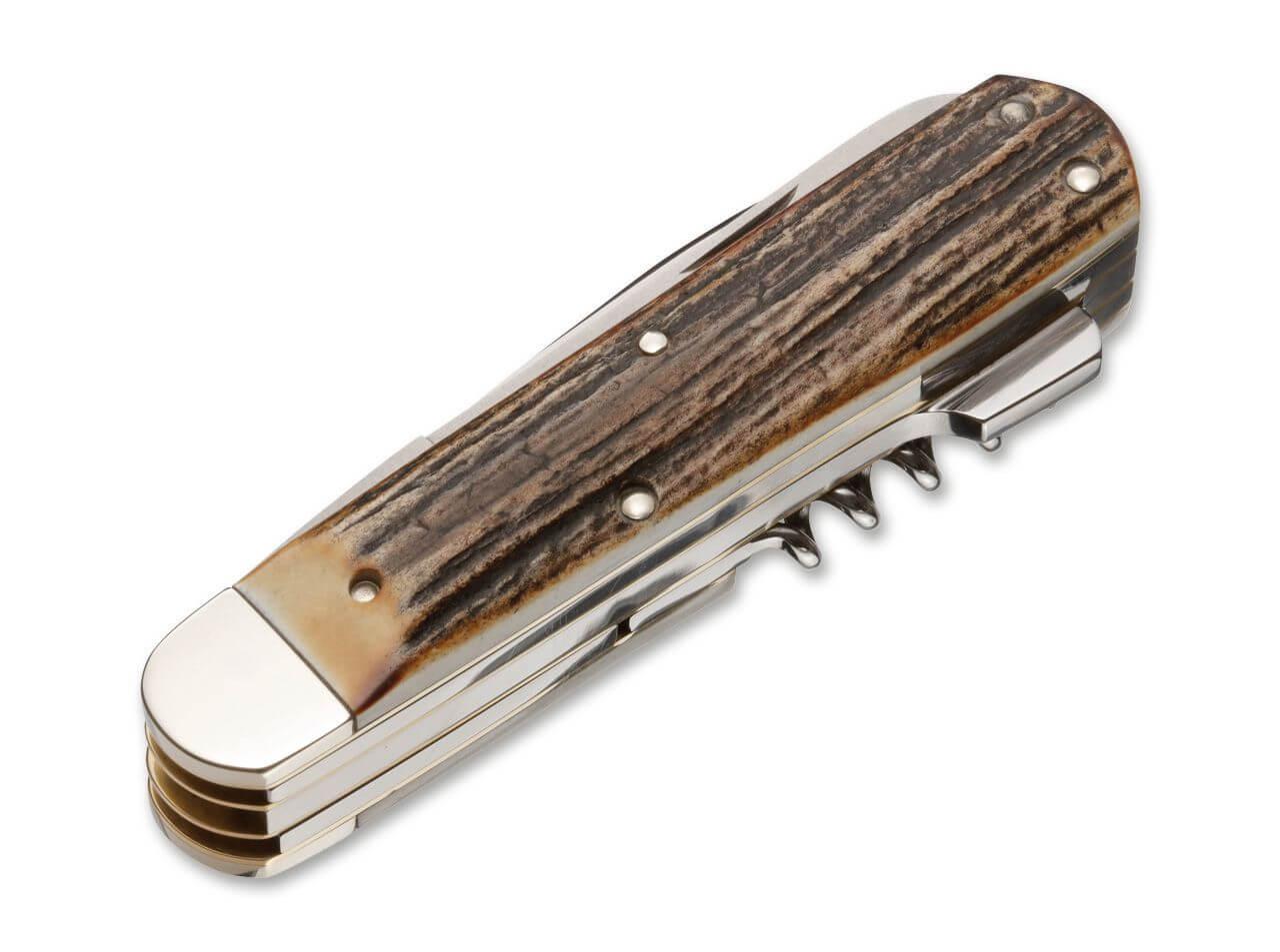 Faca Boker Hunters Knife Quadro CPM multiusos com cabo em chifre de veado