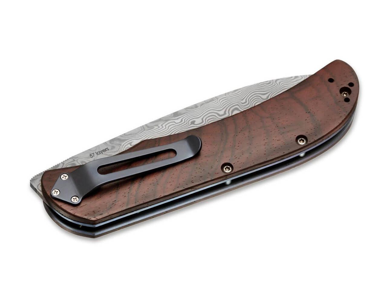 Navaja Boker Plus Exskelibur I Damast con cachas de madera de cocobolo