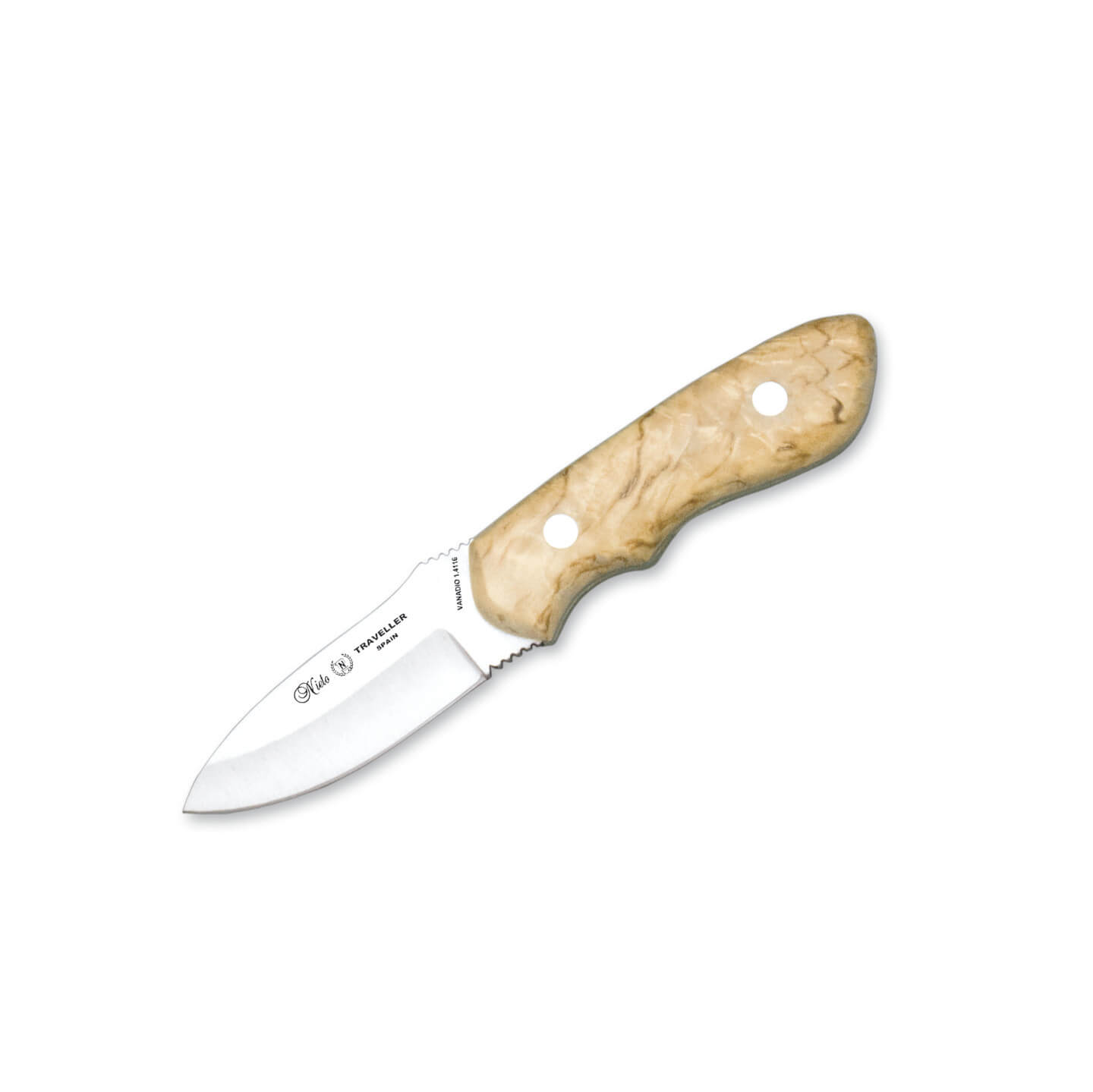Cuchillo bushcraft Nieto Traveller con mango de madera de abedul ...
