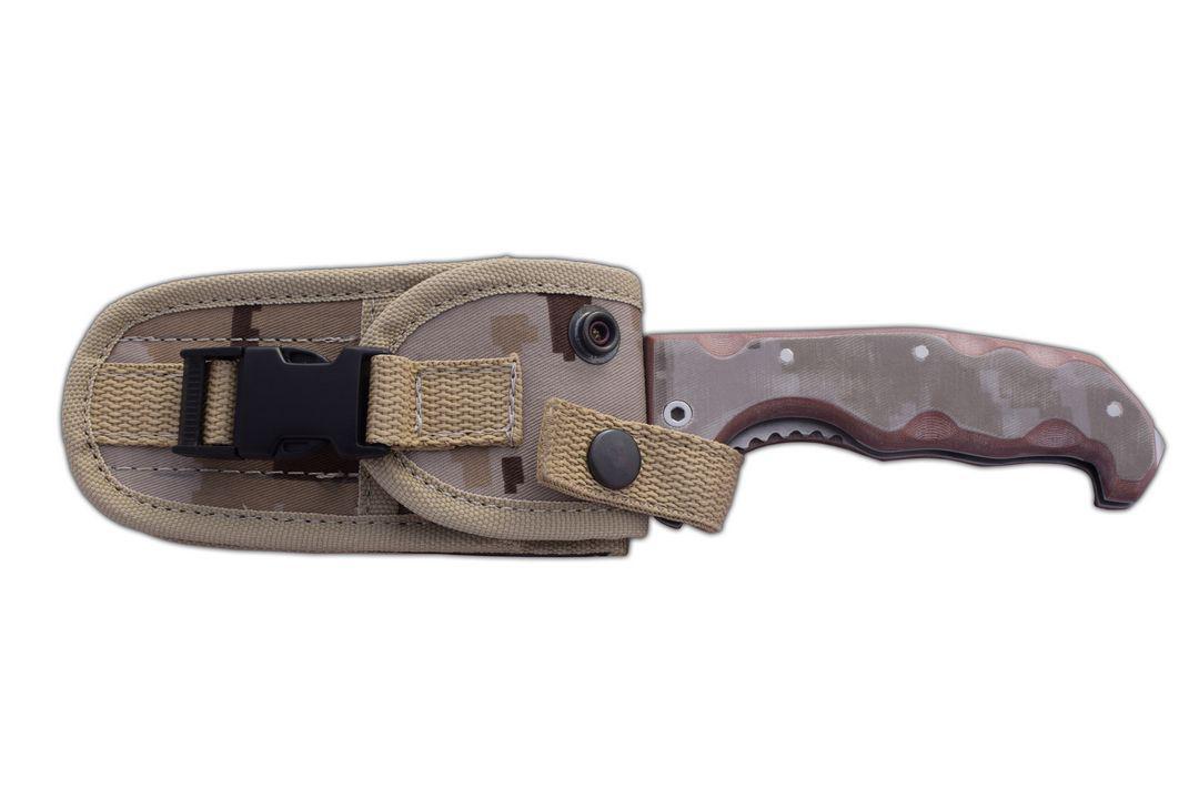 Navaja JV Titan Micarta camo pixel con funda cordura multiposición