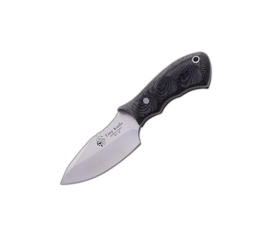 JV Tiny cuchillo de cuello con mango de trf negro y hoja de 7 cm