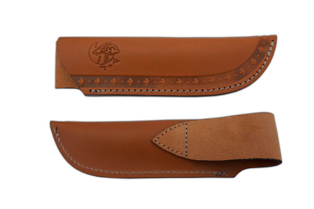 JV Chacal bushcraft cuchillo táctico con mango de madera de cocobolo y funda de piel