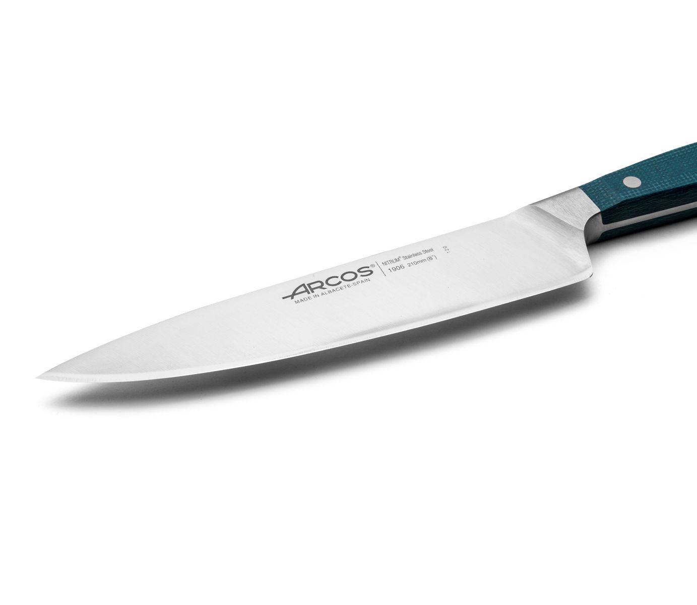 Faca de chef Arcos Brooklyn 210 mm com cabo de micarta azul