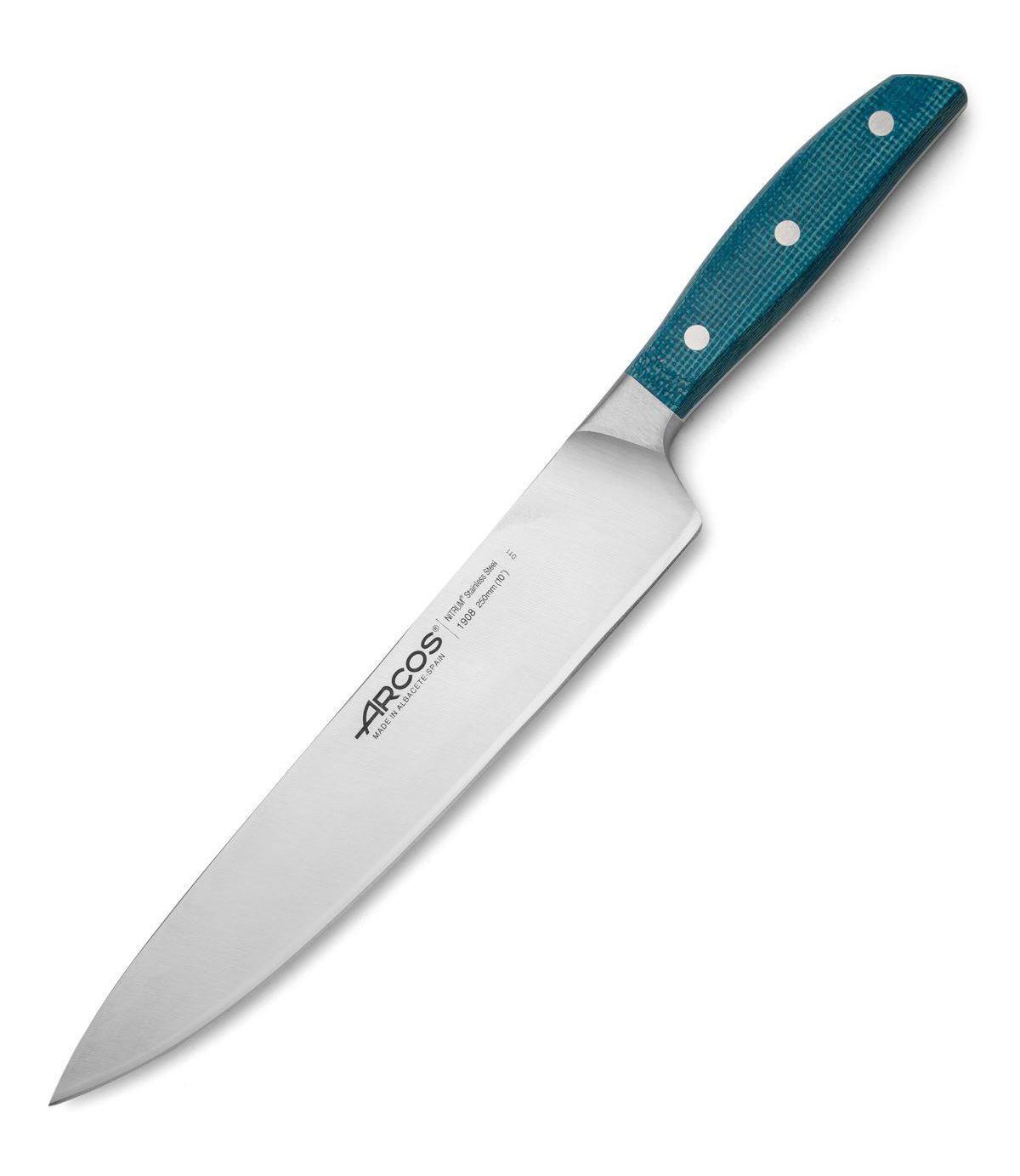 Faca chef Arcos Brooklyn 250 mm com cabo de micarta azul