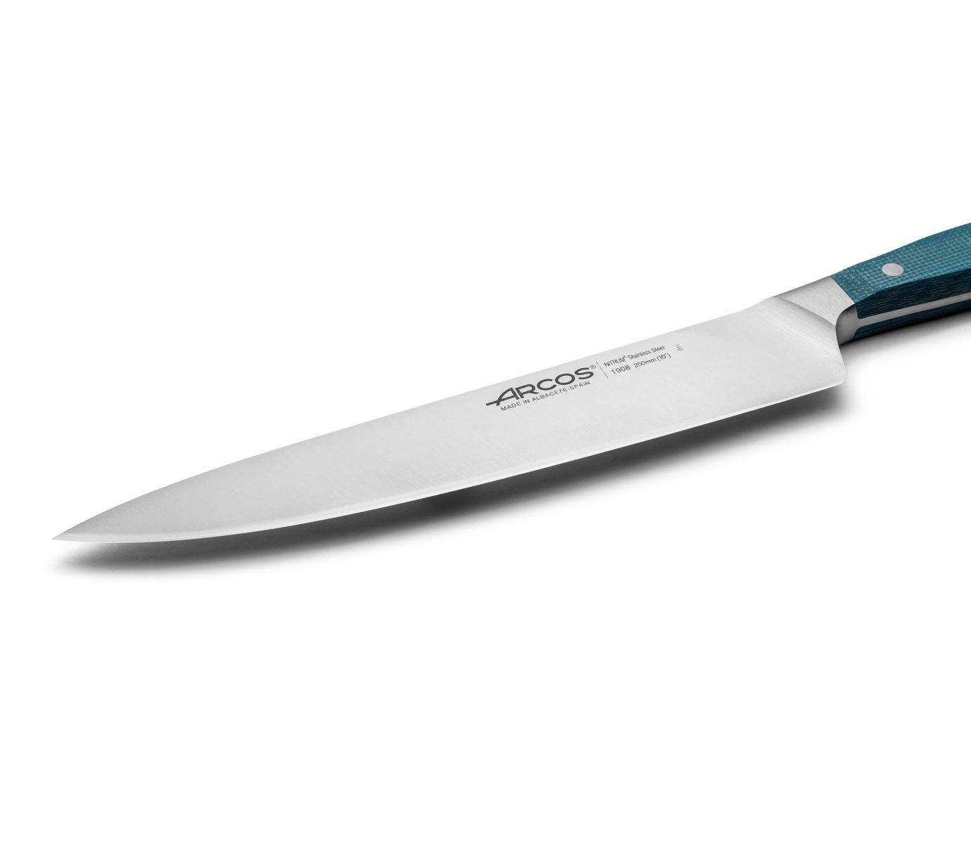Faca chef Arcos Brooklyn 250 mm com cabo de micarta azul