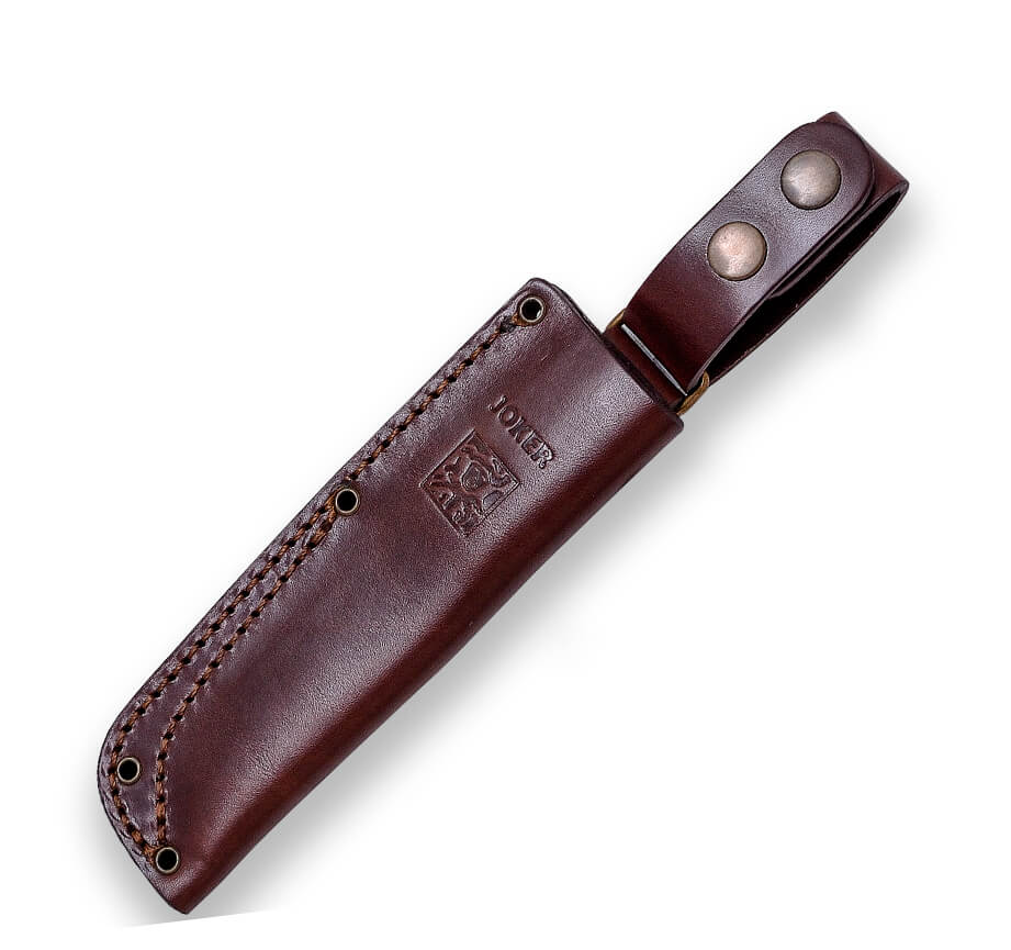 Cuchillo bushcraft Joker BS9 Trampero S con mango de madera de nogal y hoja escandi de 10 cm