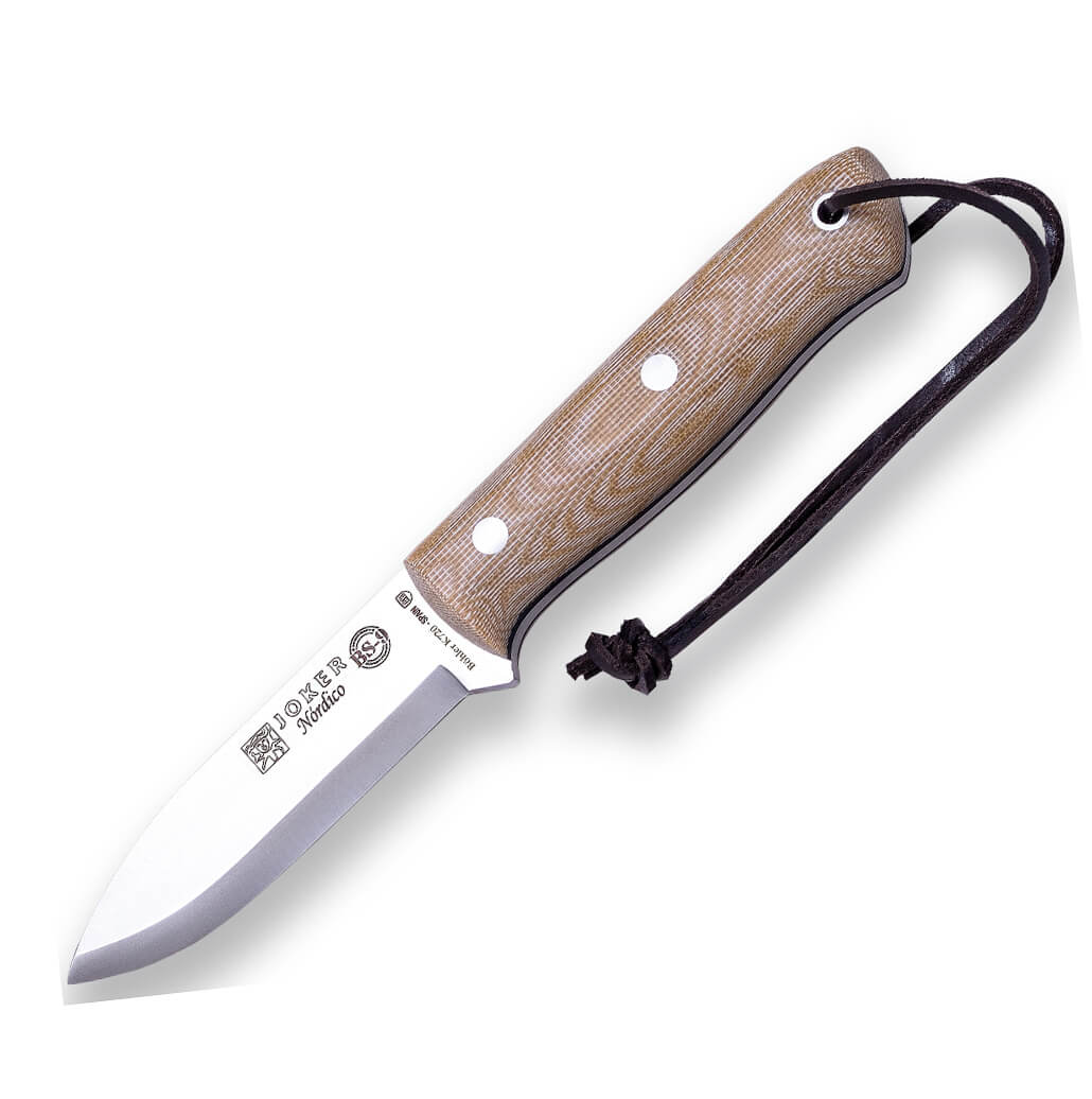 Faca Bushcraft BS9 Nordic Joker com cabo de micarta marrom e lâmi...