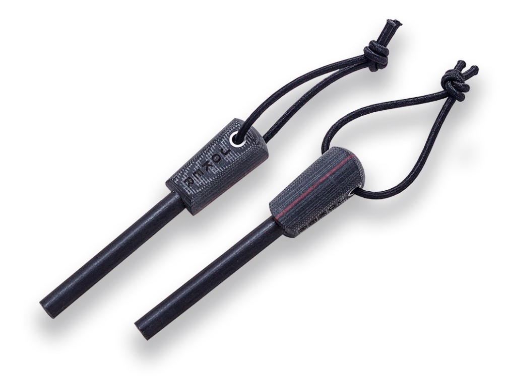 Cuchillo Joker Bushcrafter con mango de micarta negra con pedernal