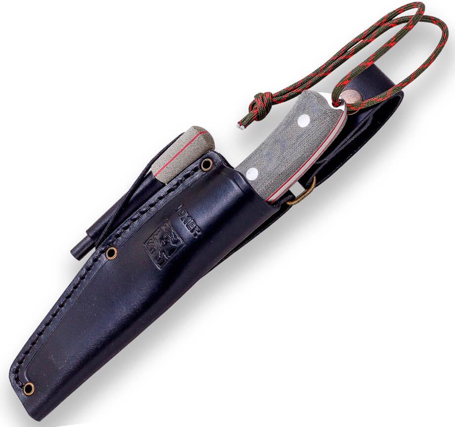 Cuchillo Joker Bushcrafter con mango de micarta canvas incluye pedernal