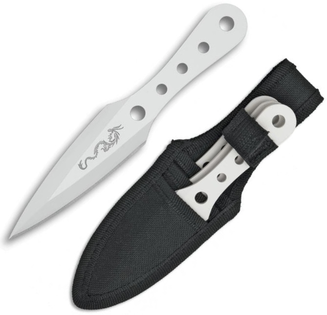 Set de tres cuchillos lanzadores Albainox con funda y longitud to...