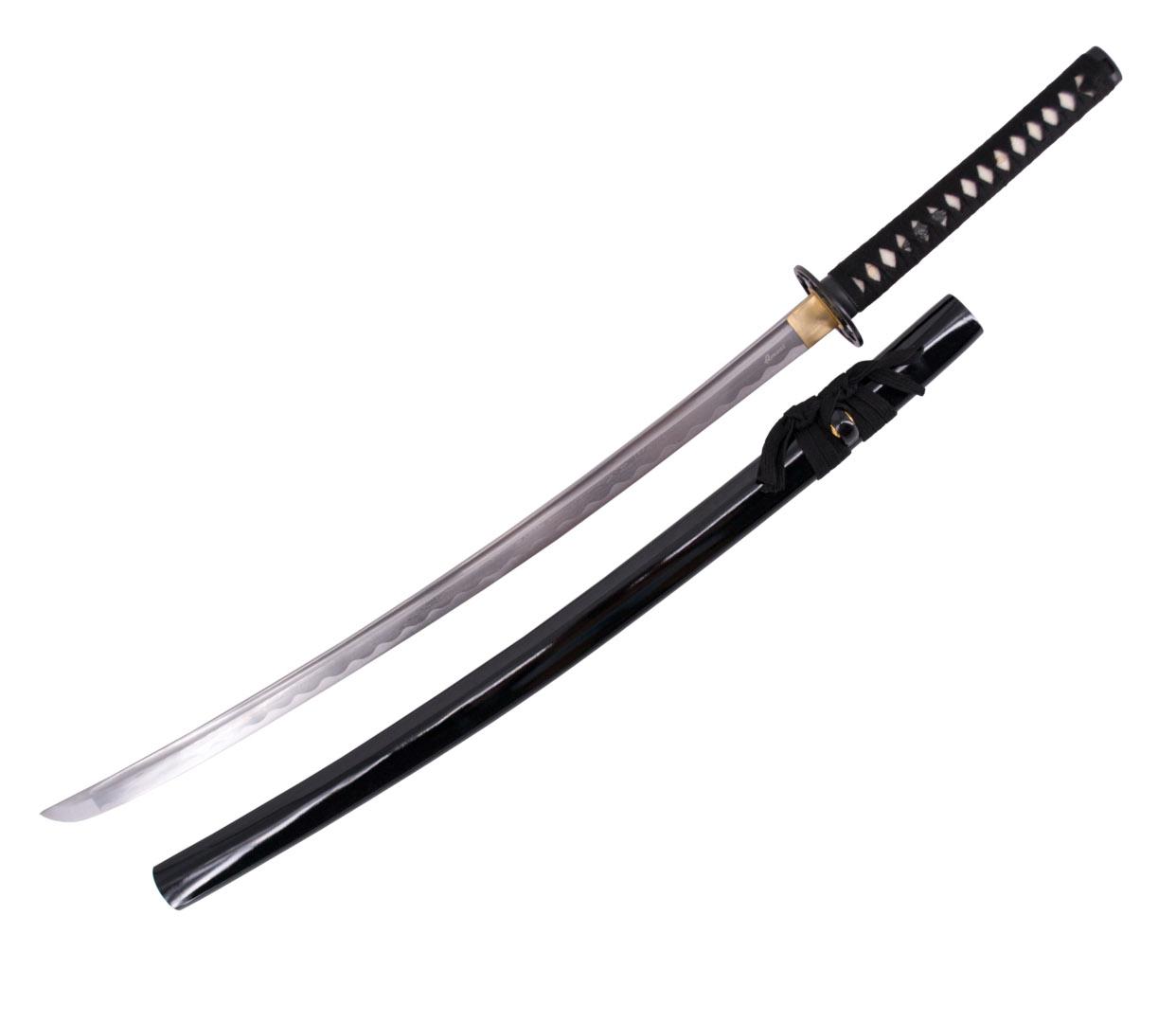 Katana funcional con vaina negra y encordado negro