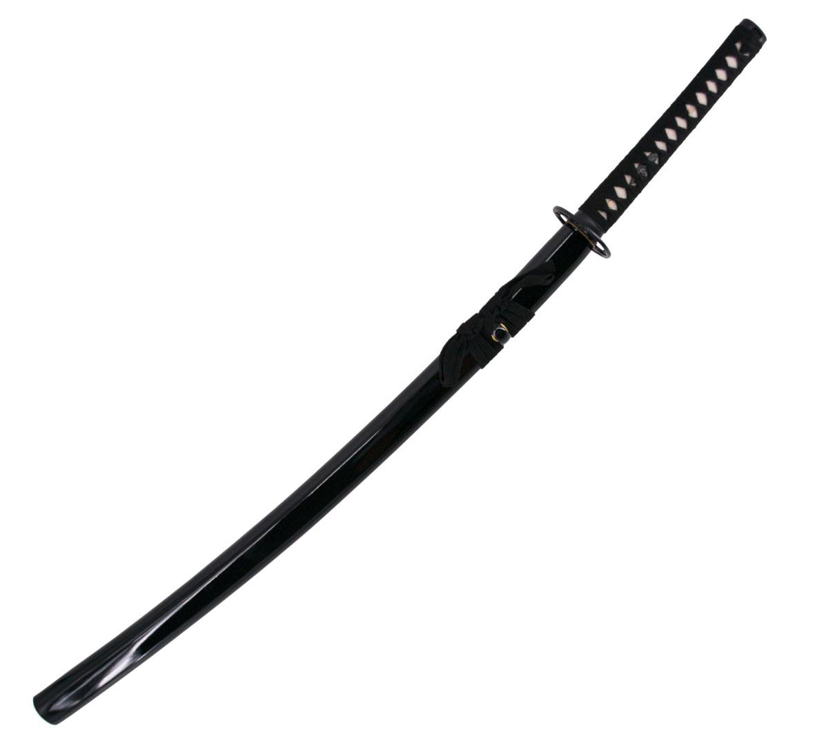 Katana funcional con vaina negra y encordado negro