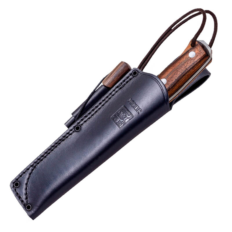 Cuchillo buhscraft Joker Nomad con mango de madera de nogal con pedernal