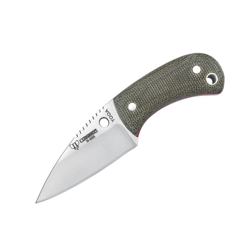 Faca Cudeman bushcraft mod. YODA. Punho de lona Micarta. Estojo de couro.