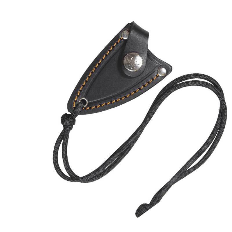 Cudeman bushcraft knife mod. YODA. Orange G10 handle. Leather case.