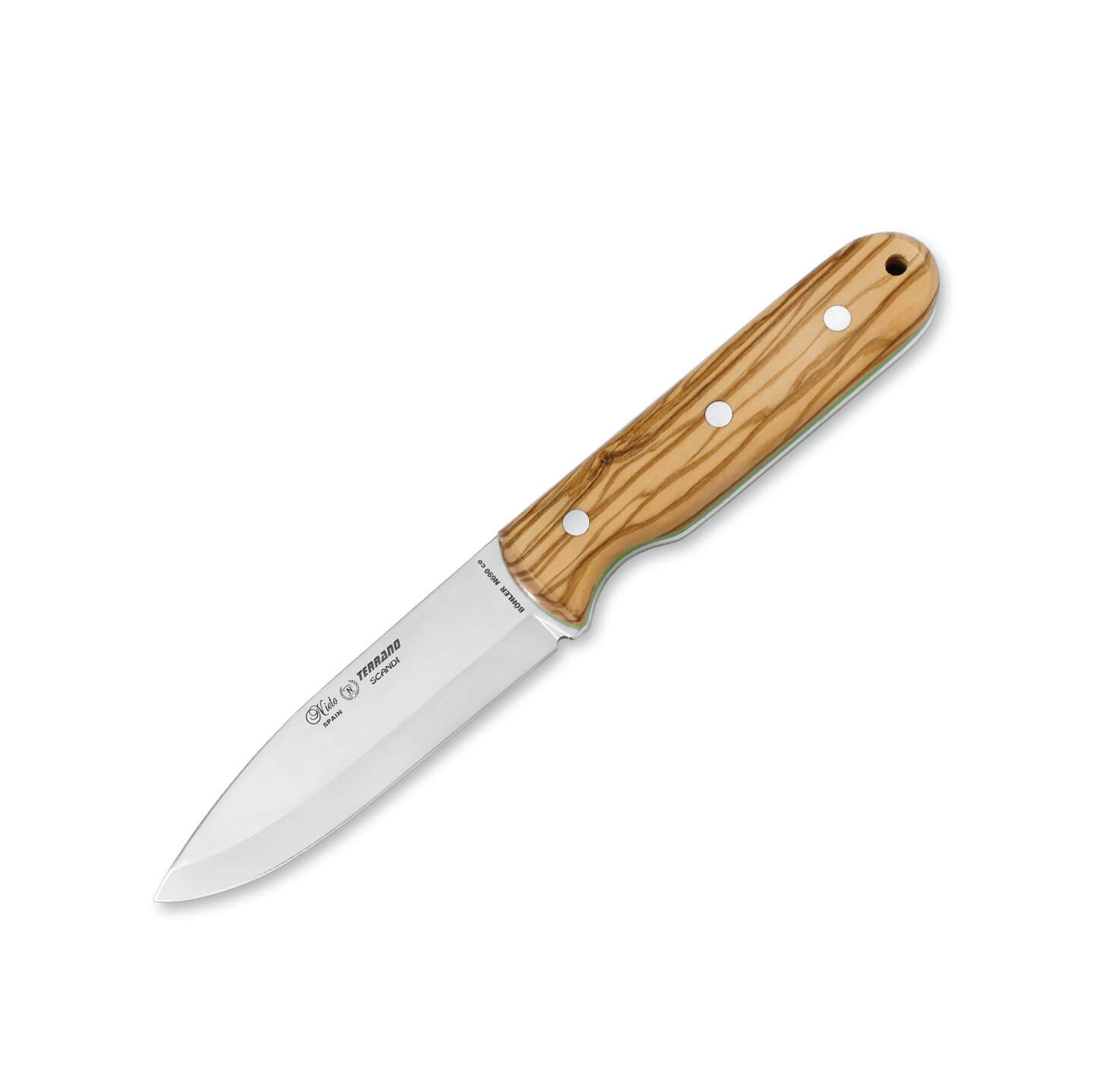 Cuchillo bushcraft Nieto Terrano con mango de madera de olivo y h...