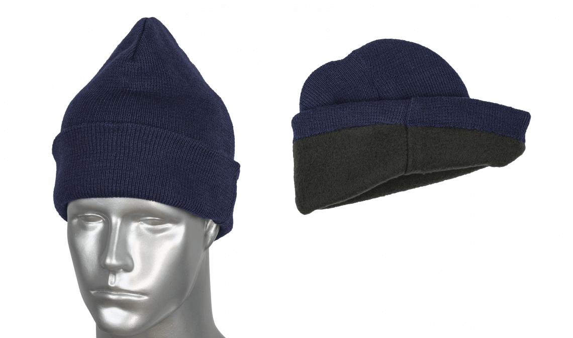 Gorro acrílico y polar de color azul marino de talla única