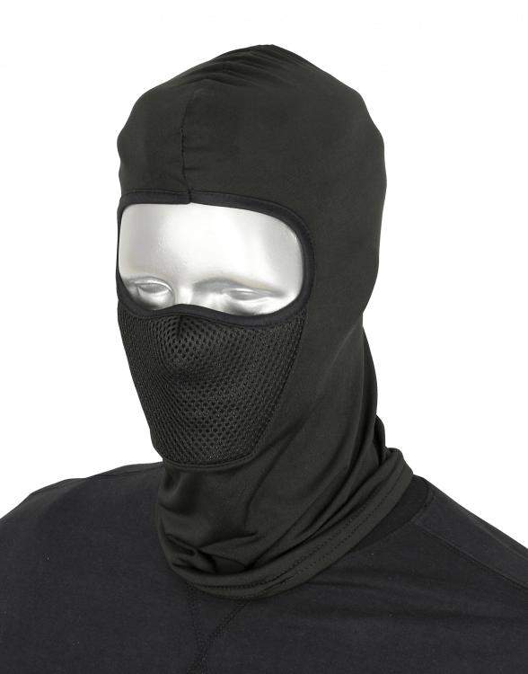 Gorro de tipo verdugo con rejilla, hecho de lana de color negro