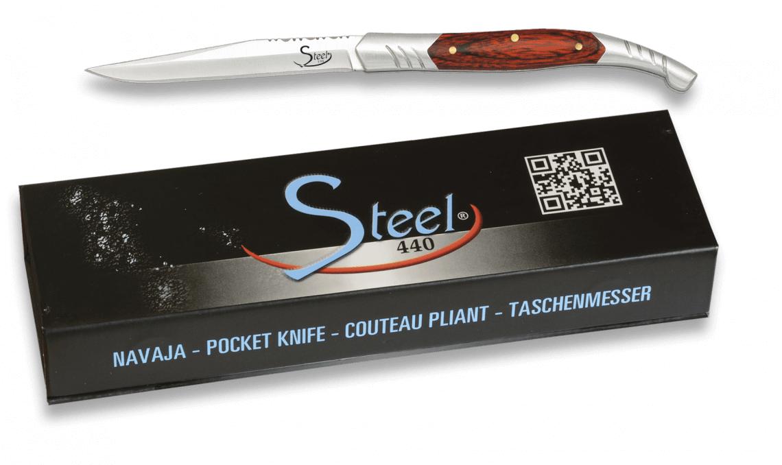 Canivete ALBAINOX com escala de resistência vermelha e lâmina tip...