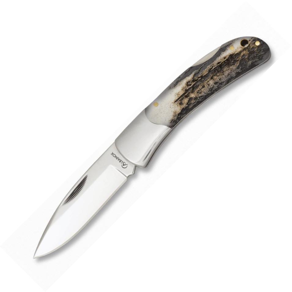 Albainox pocket knife with deer handle, steel ferrule and 7.8 cm ...