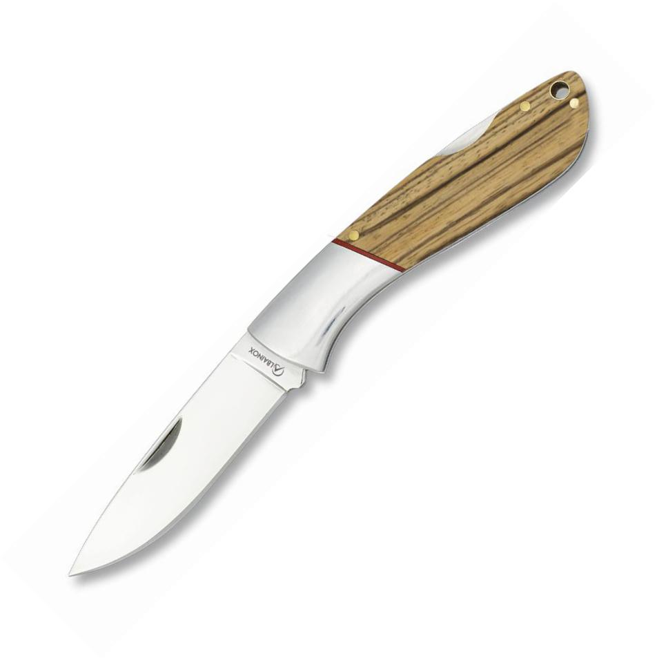 Albainox pocket knife with zebra wood handle, steel bolster and 7...