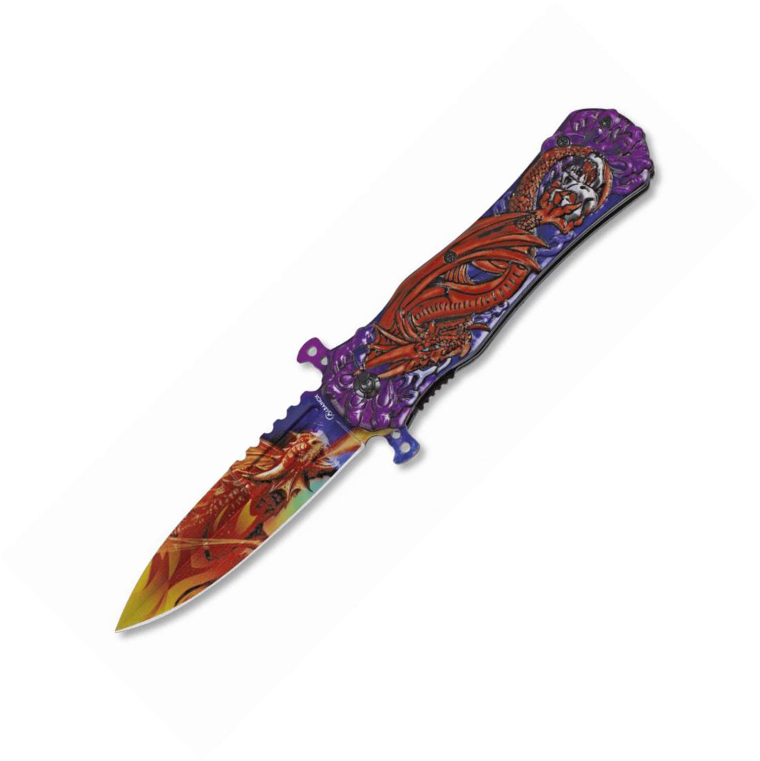 Canivete Albainox assistido com cabo de alumínio com relevo de dr...