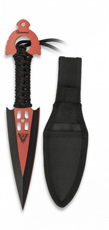 Cuchillo lanzador naranja con mango encordado de Albainox