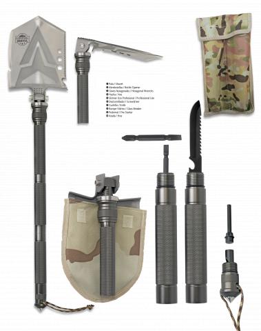 Pala profesional de supervivencia desmontable cuadrada con 12 uso...