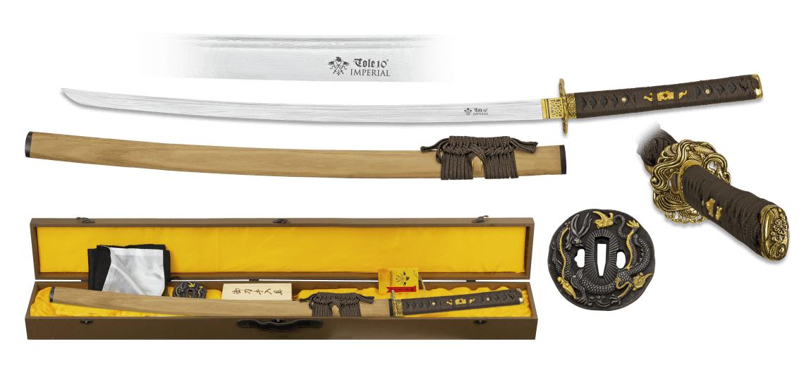 Katana de acero damasco TOLE10 IMPERIAL con de hoja 72 cm