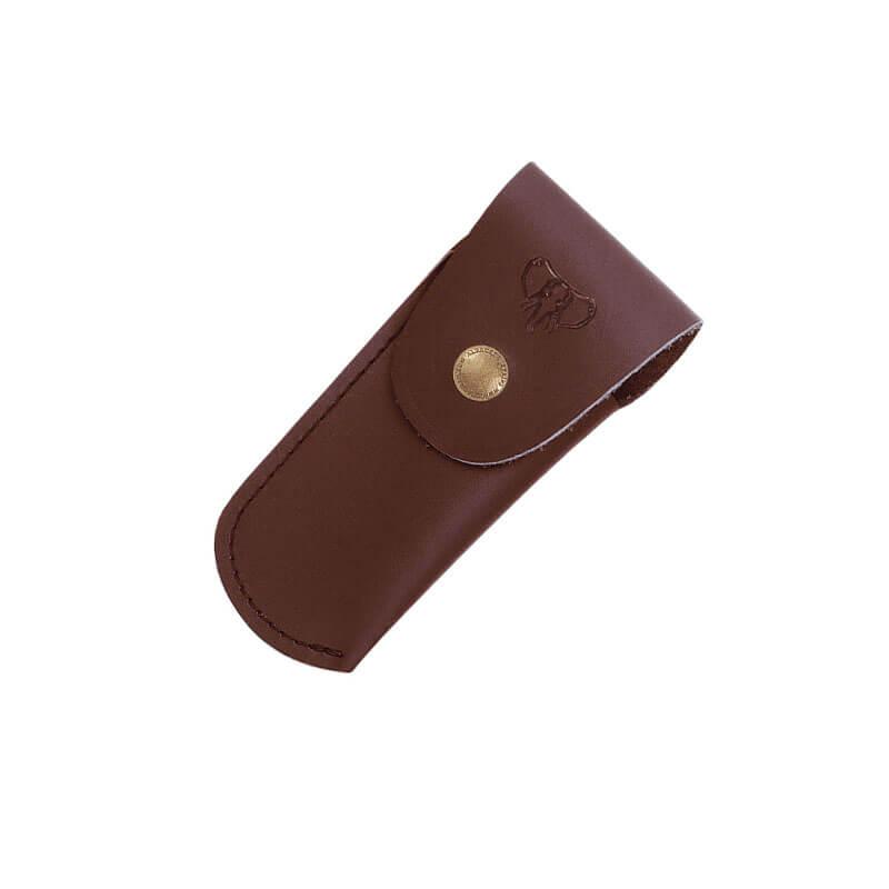 Couteau de poche Cudeman. Manche en olive satinée. 9 cm étui en cuir