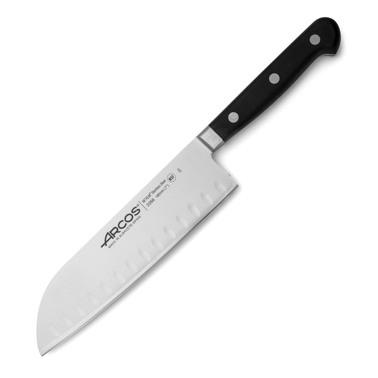 Cuchillo santoku de 18 cm con mango de polipropileno negro Arcos ...