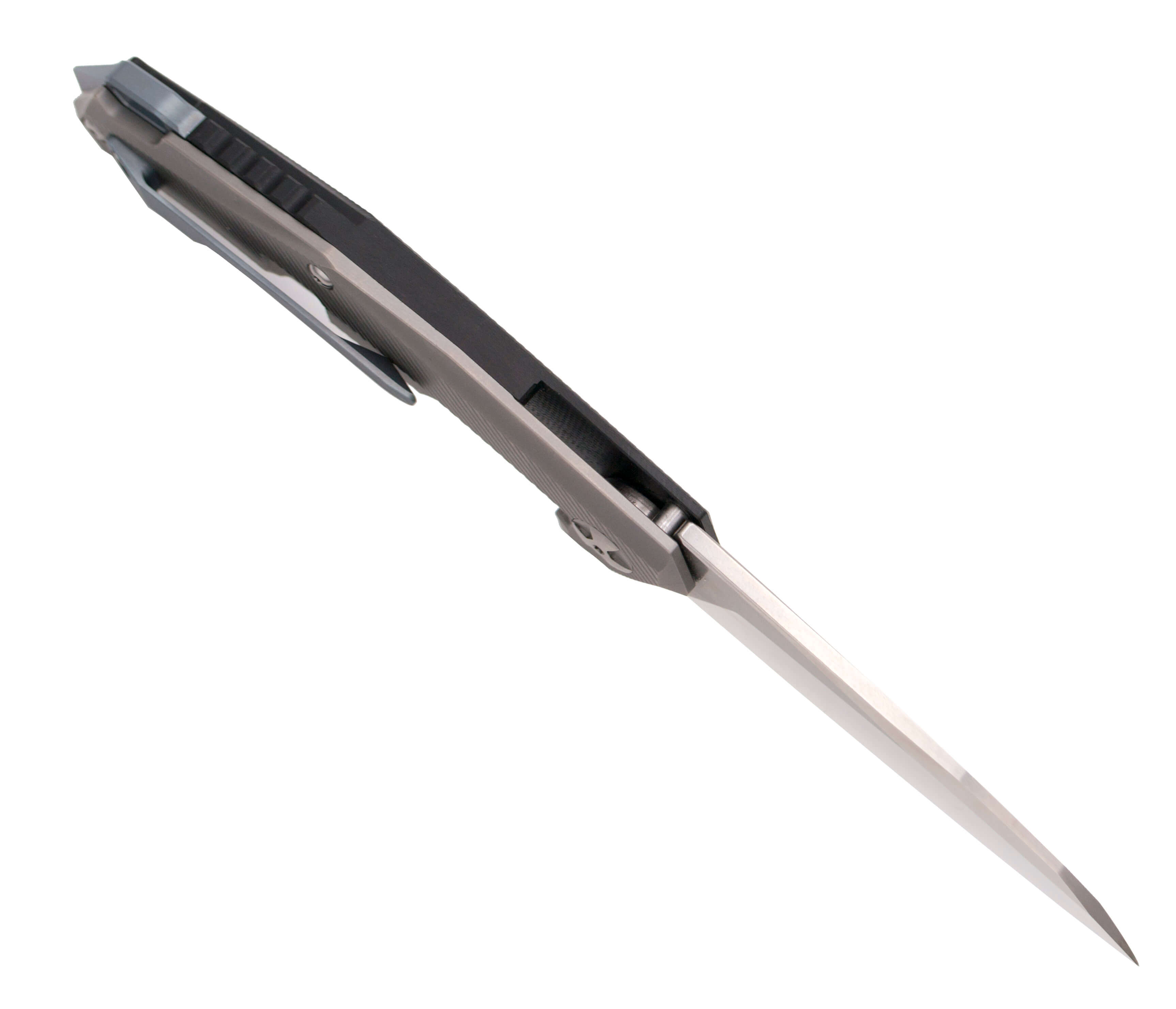 Faca de edição limitada com cabo preto G10 e titânio e abertura para rolamento de esferas