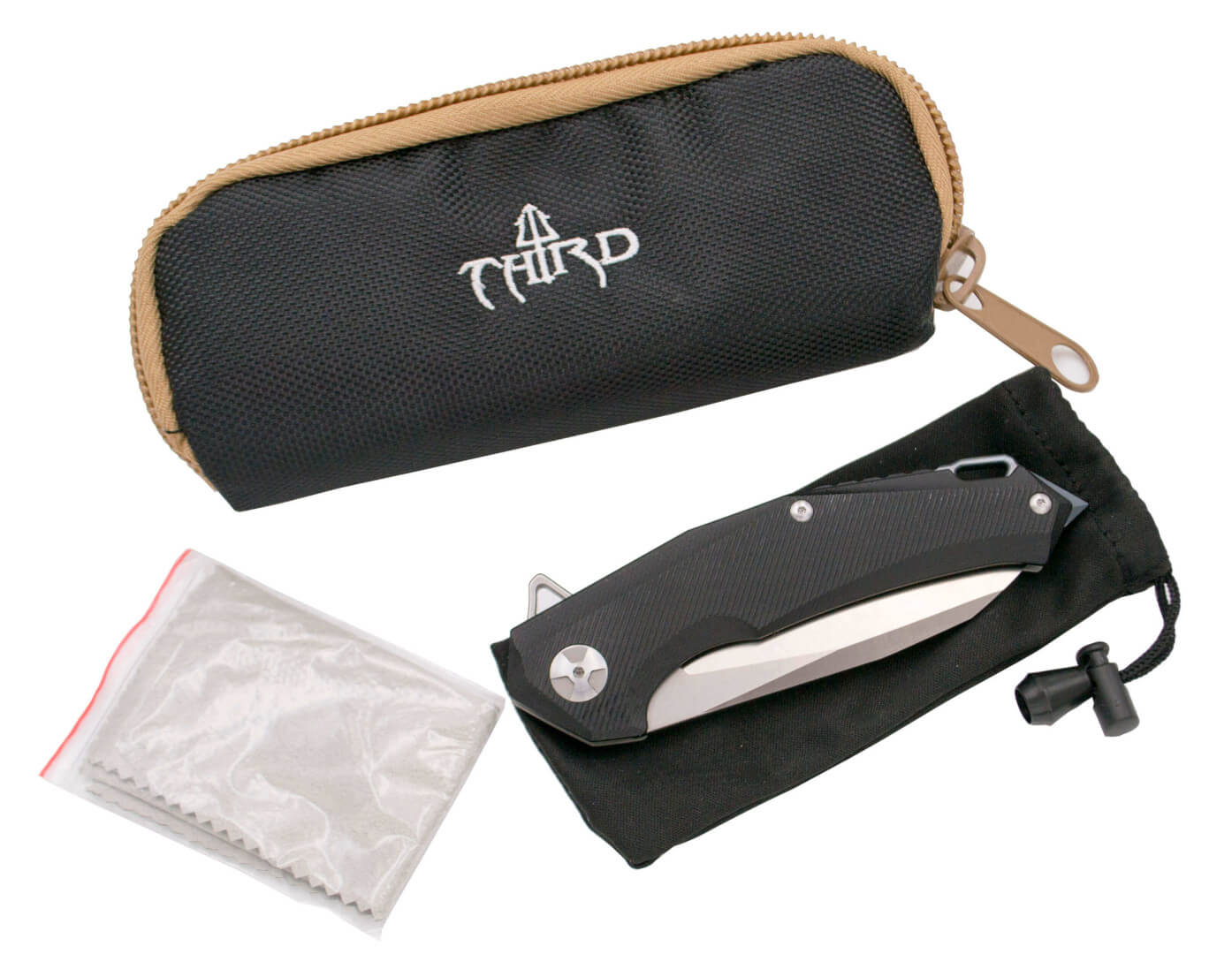 Faca de edição limitada com cabo preto G10 e titânio e abertura para rolamento de esferas