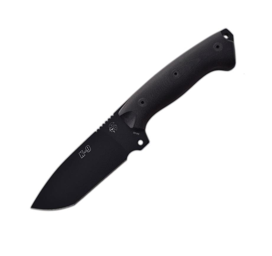 JV K9 cuchillo táctico lacado negro con mango de G10 y funda de p...