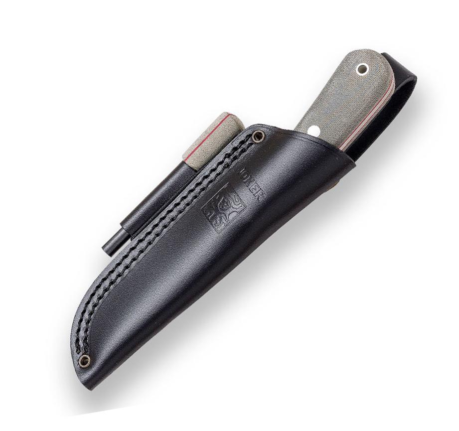 Cuchillo Joker Montañero con mango de canvas verde incluye pedernal