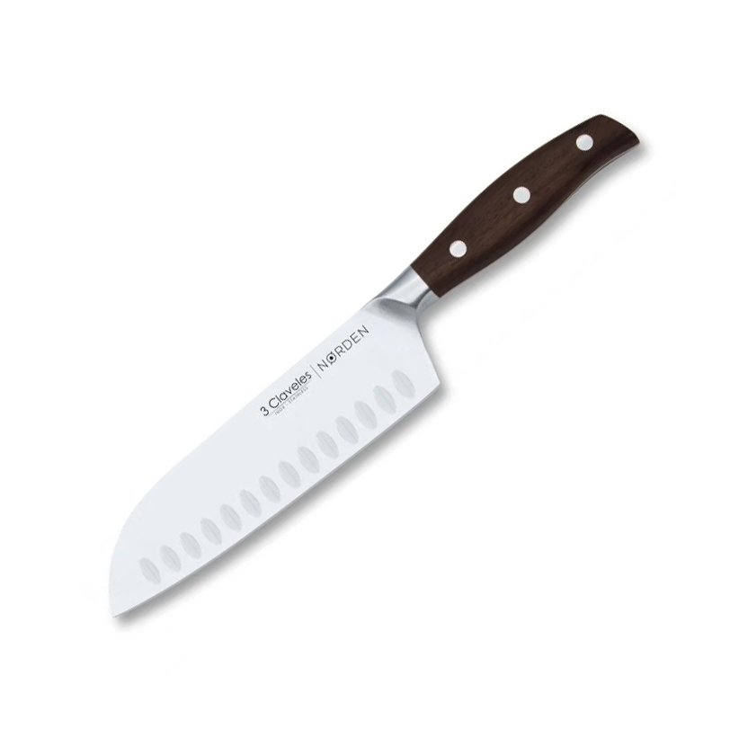Cuchillo Santoku 3Claveles serie Norden con hoja de 17.5 cm