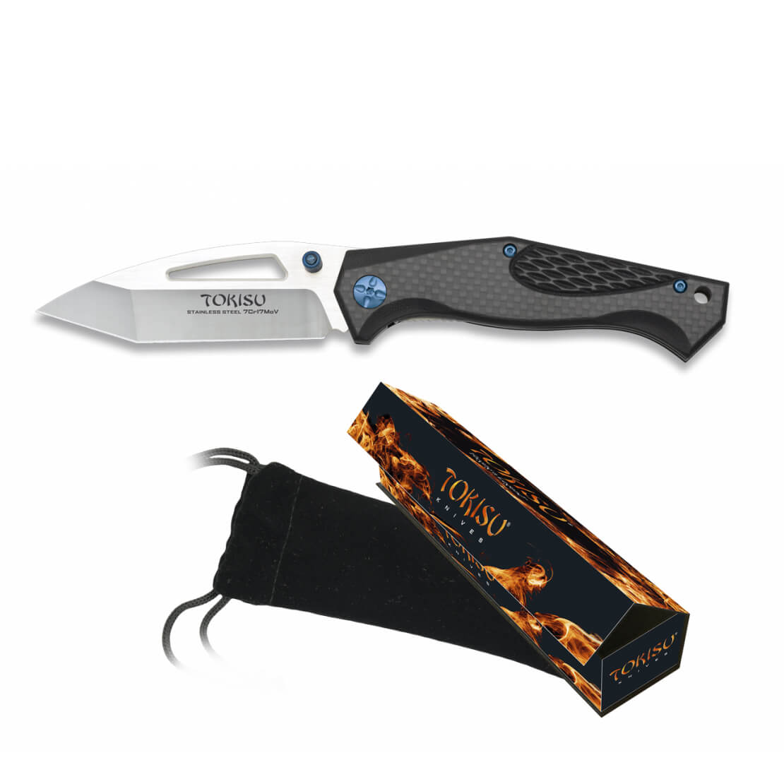 Navaja Tokisu con hoja de 9 cm de largo y 3.3 mm de grosor. Con clip.